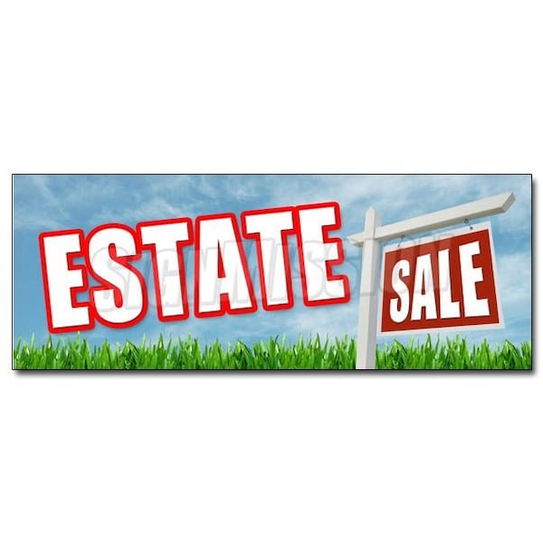 ESTATE SALE DECAL sticker jewelry furniture jewels auction diamonds gold, D-12 Estate Sale